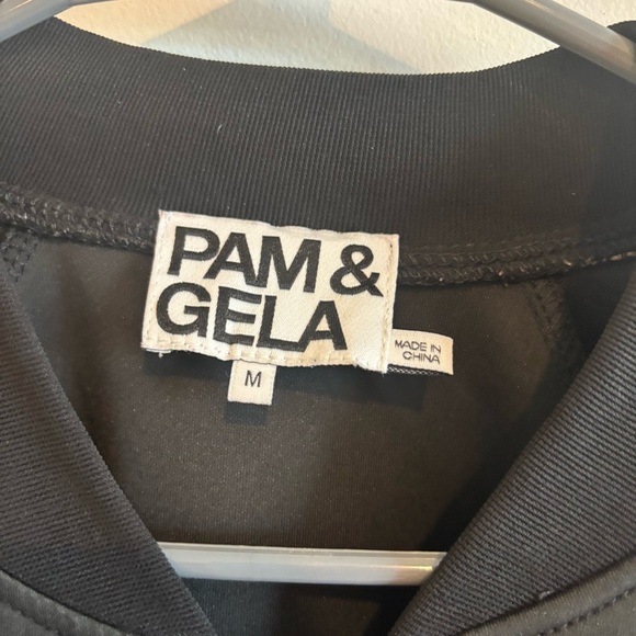 Pam & Gela Black Snakeskin Print Front Zip Track Jacket Medium Athleisure - Picture 13 of 13